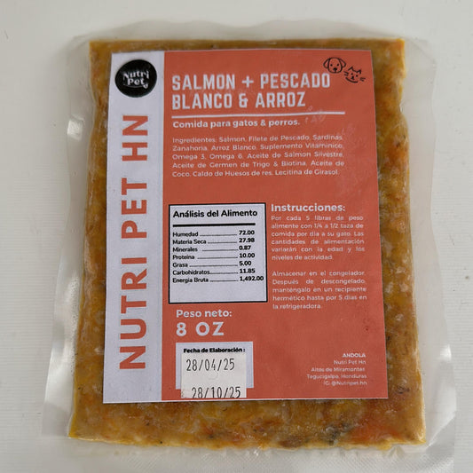 Salmón + Pescado & Arroz Blanco