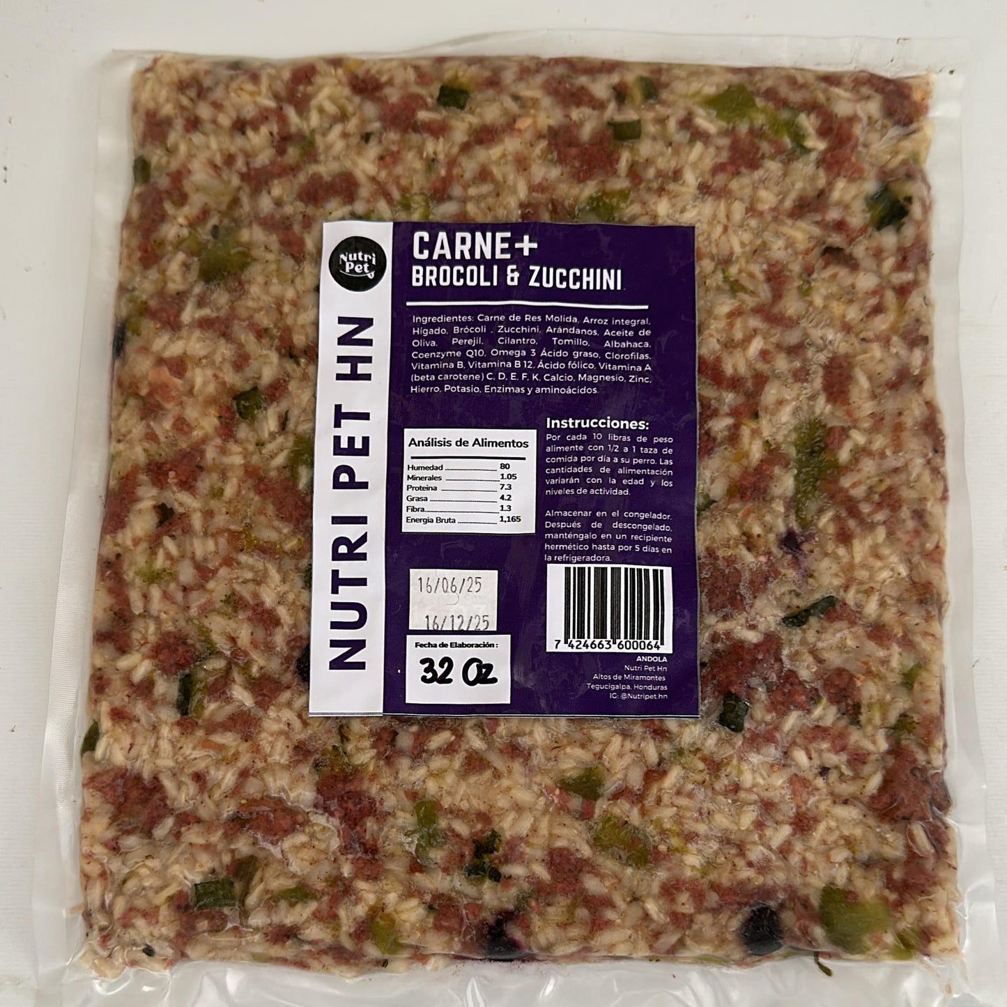 Carne + Brócoli & Zucchini (32 oz)